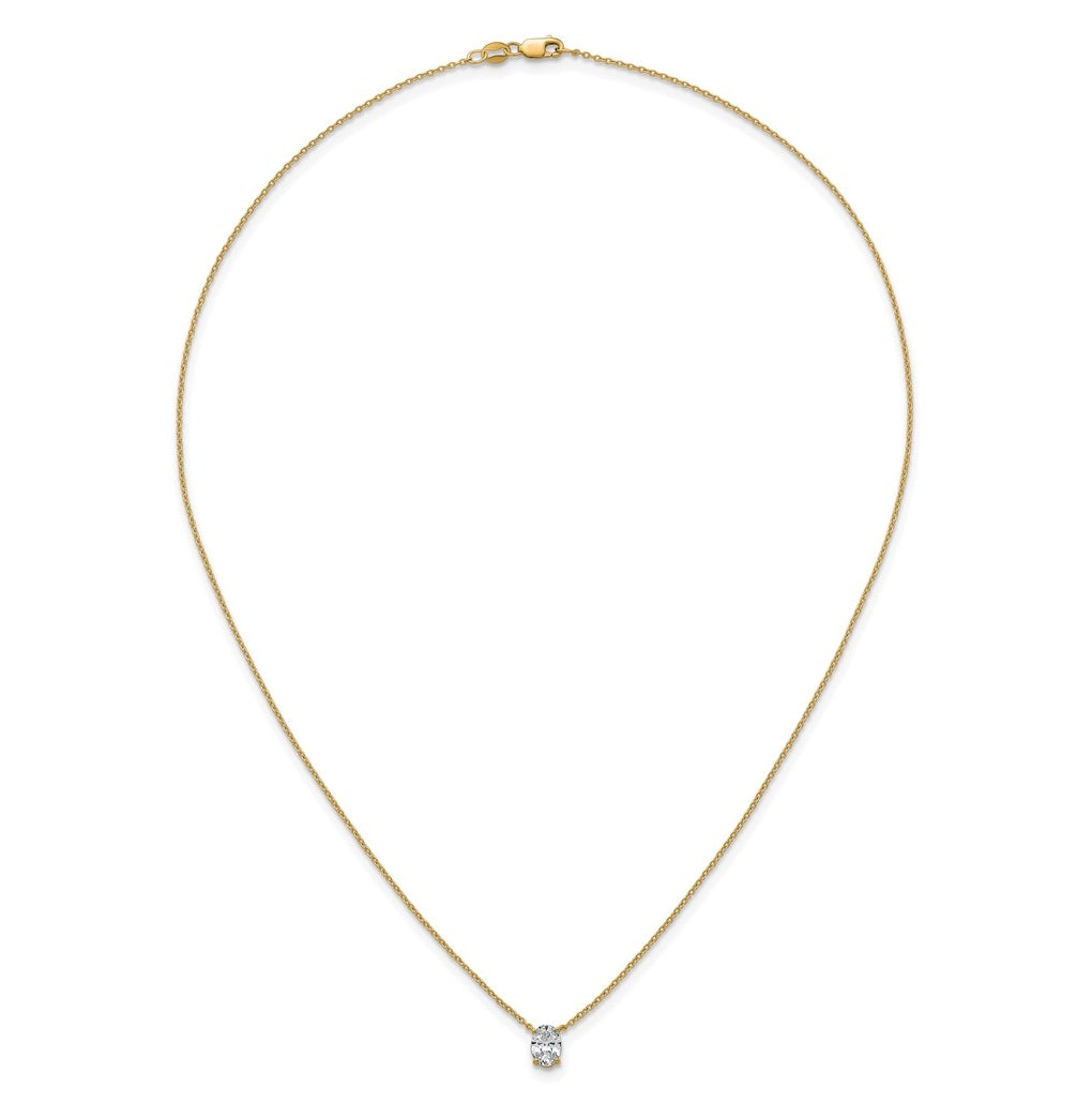 14K Yellow Or White Gold Lab Grown Diamond VS+ F+ Oval Complete 18 inch Four Prong Pendant Necklace