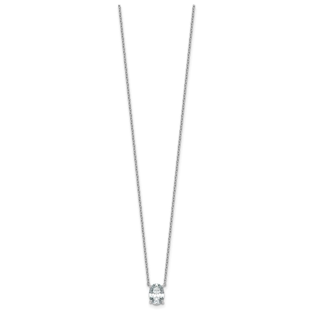 14K Yellow Or White Gold Certified Lab Grown Diamond VS+ F+ Oval Complete Four Prong 18 inch Pendant Necklace