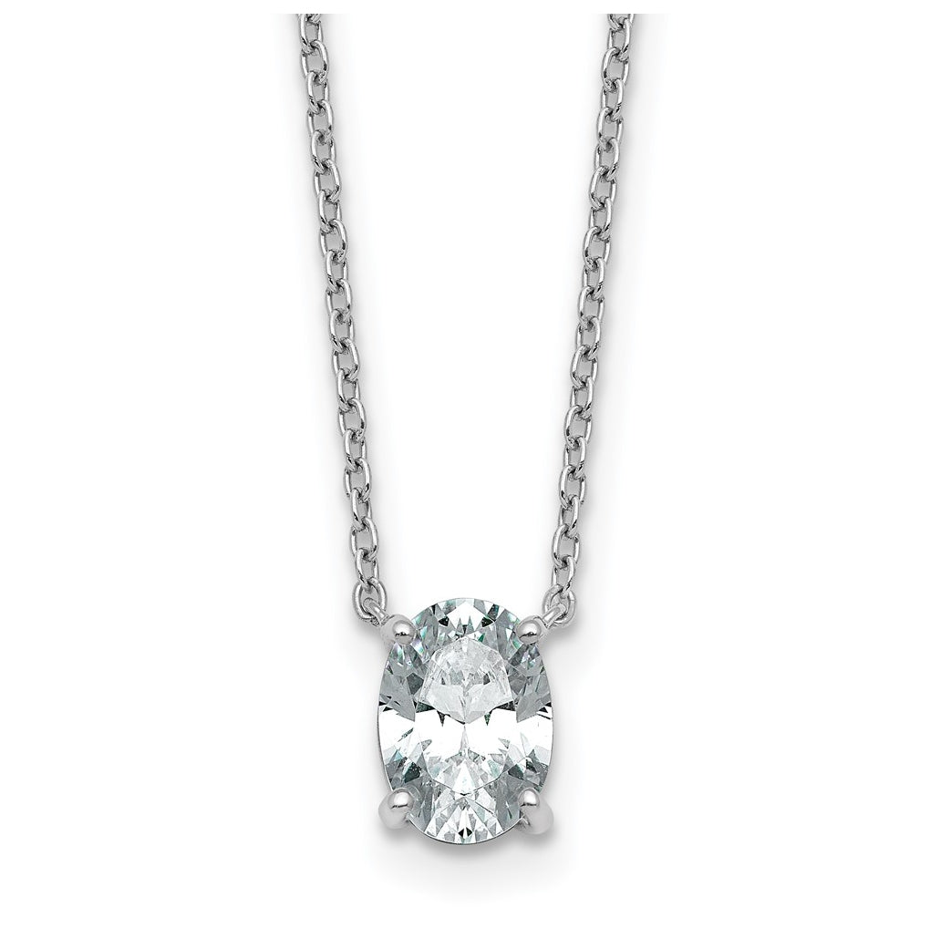14K Yellow Or White Gold Certified Lab Grown Diamond VS+ F+ Oval Complete Four Prong 18 inch Pendant Necklace