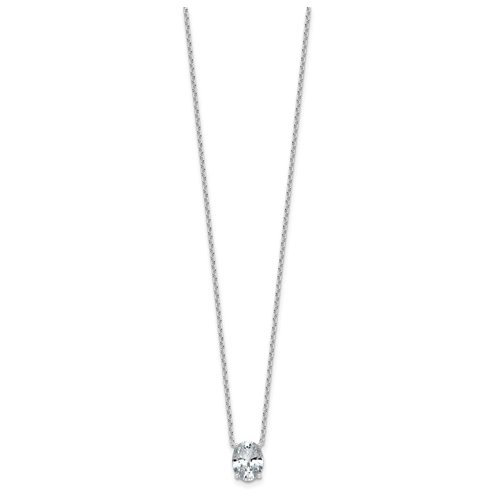 14K Yellow Or White Gold Certified Lab Grown Diamond VS+ F+ Oval Complete Four Prong 18 inch Pendant Necklace