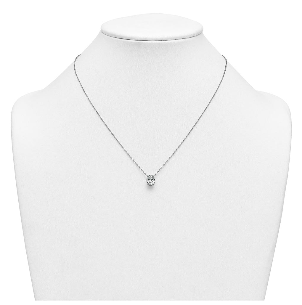 14K Yellow Or White Gold Lab Grown Diamond VS+ F+ Oval Complete 18 inch Four Prong Pendant Necklace