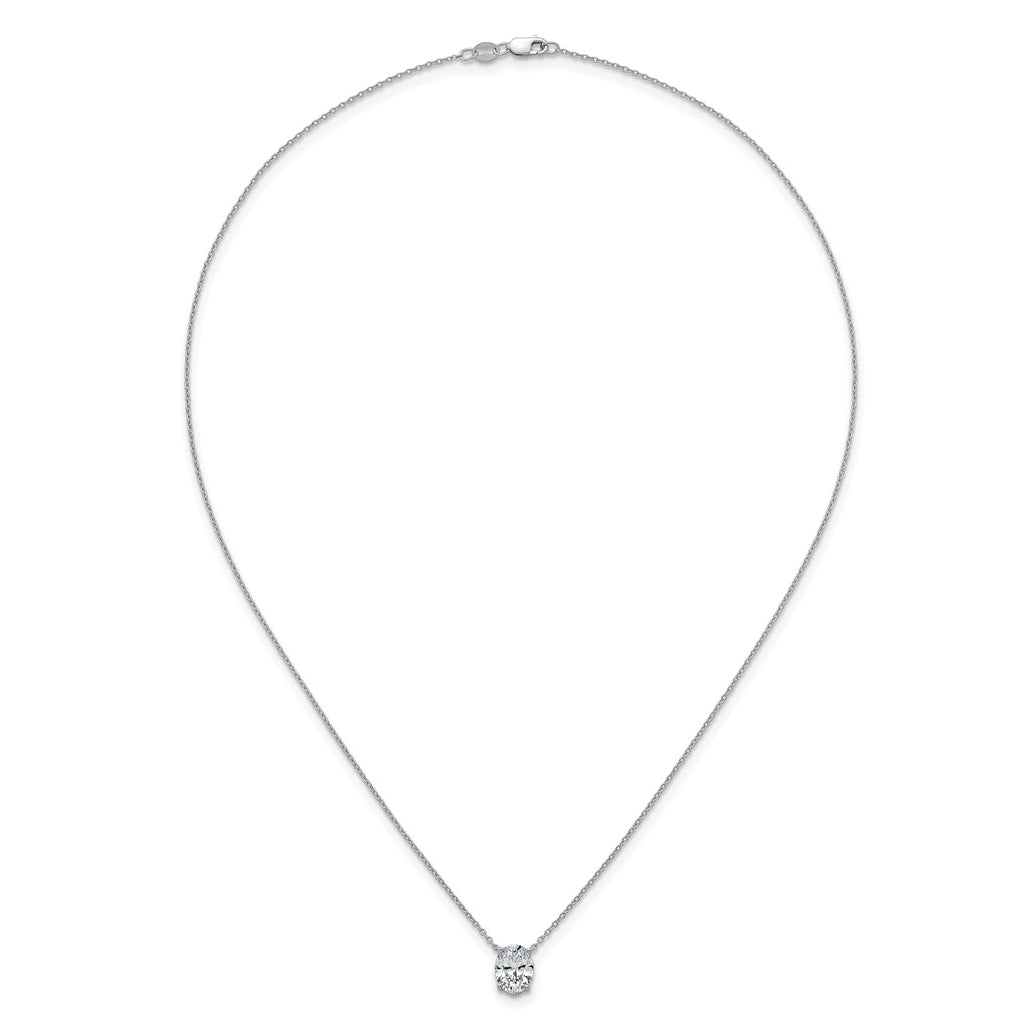 14K Yellow Or White Gold Lab Grown Diamond VS+ F+ Oval Complete 18 inch Four Prong Pendant Necklace
