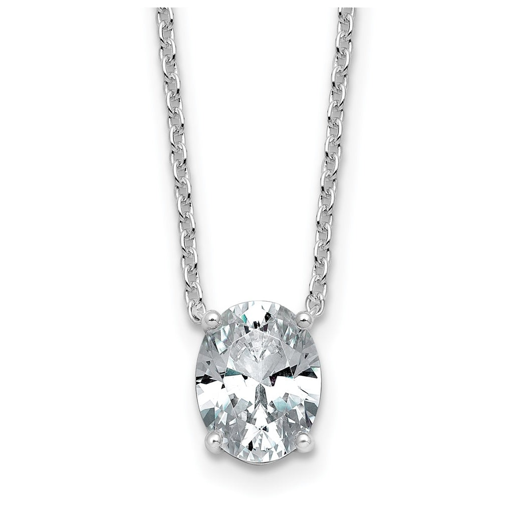 14K Yellow Or White Gold Lab Grown Diamond VS+ F+ Oval Complete 18 inch Four Prong Pendant Necklace