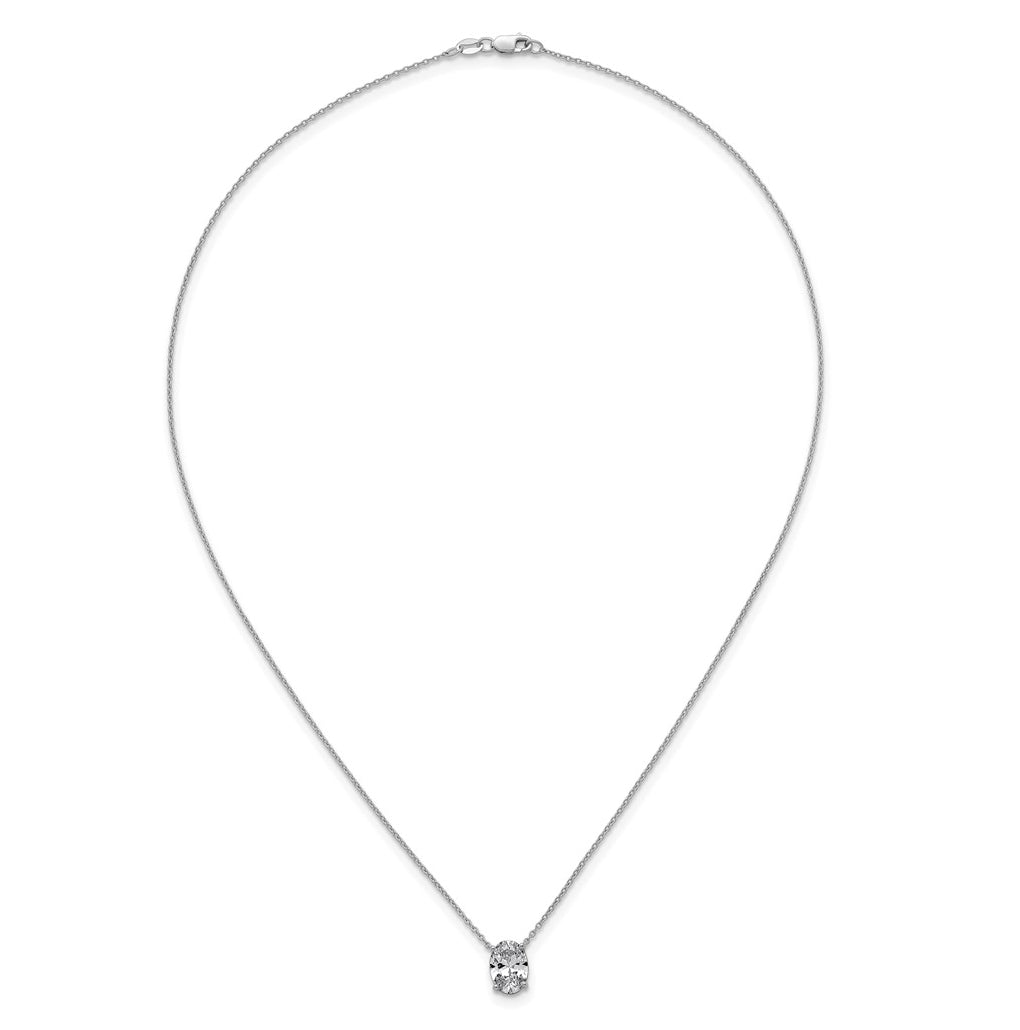 14K Yellow Or White Gold Lab Grown Diamond VS+ F+ Oval Complete 18 inch Four Prong Pendant Necklace