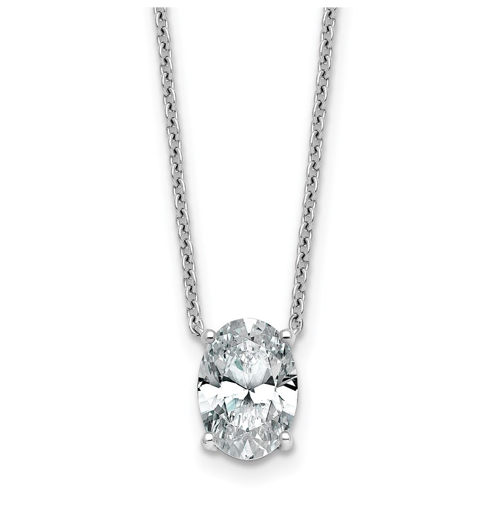 14K Yellow Or White Gold Certified Lab Grown Diamond VS+ F+ Oval Complete Four Prong 18 inch Pendant Necklace