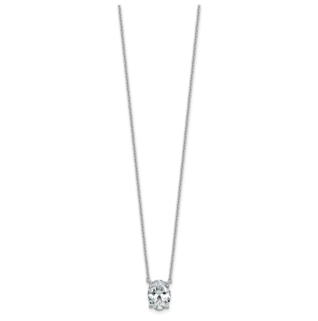14K Yellow Or White Gold Lab Grown Diamond VS+ F+ Oval Complete 18 inch Four Prong Pendant Necklace