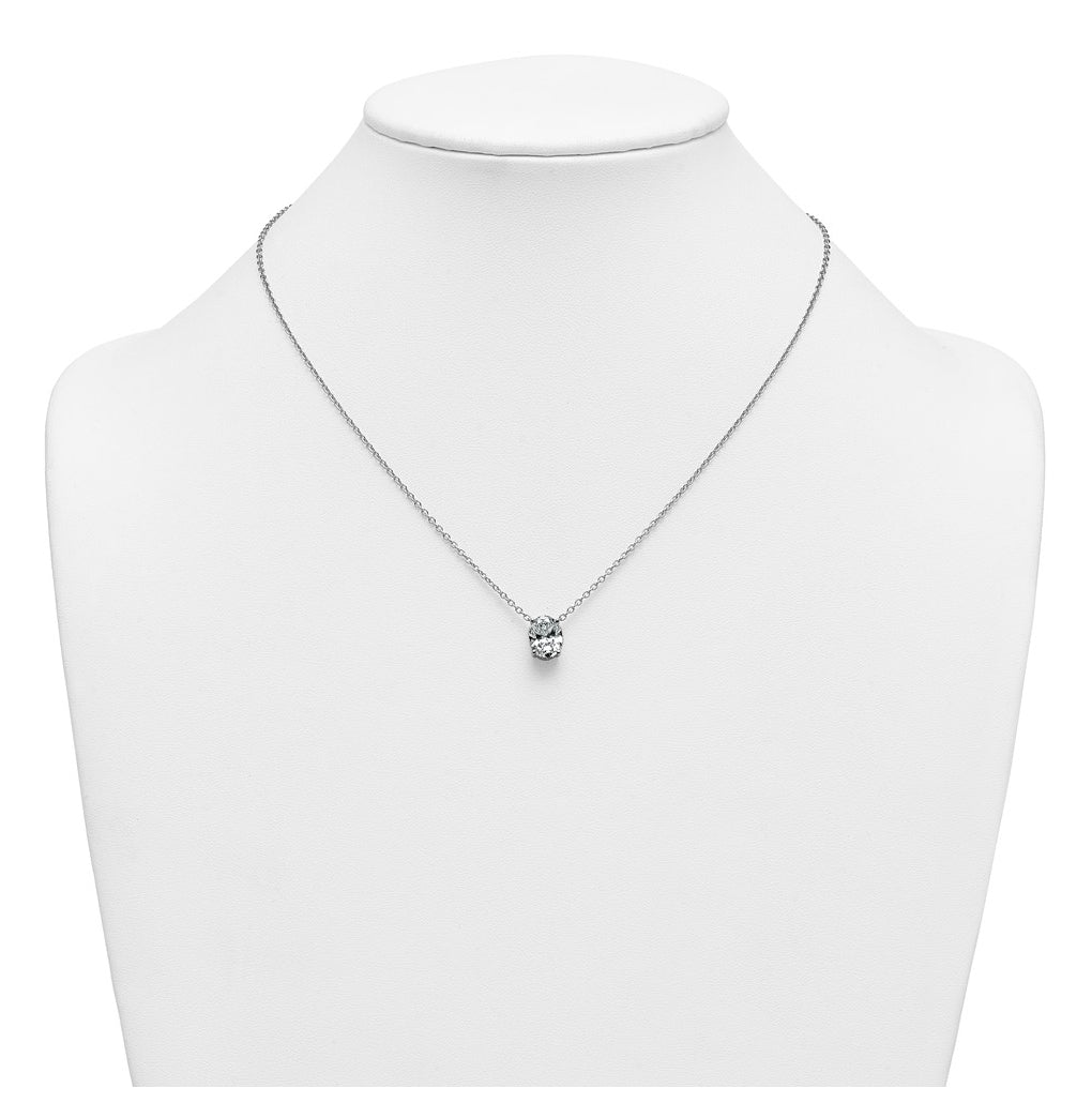14K Yellow Or White Gold Lab Grown Diamond VS+ F+ Oval Complete 18 inch Four Prong Pendant Necklace
