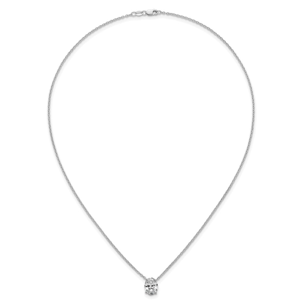 14K Yellow Or White Gold Lab Grown Diamond VS+ F+ Oval Complete 18 inch Four Prong Pendant Necklace