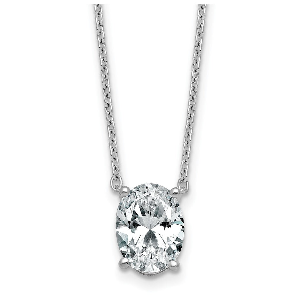 14K Yellow Or White Gold Lab Grown Diamond VS+ F+ Oval Complete 18 inch Four Prong Pendant Necklace