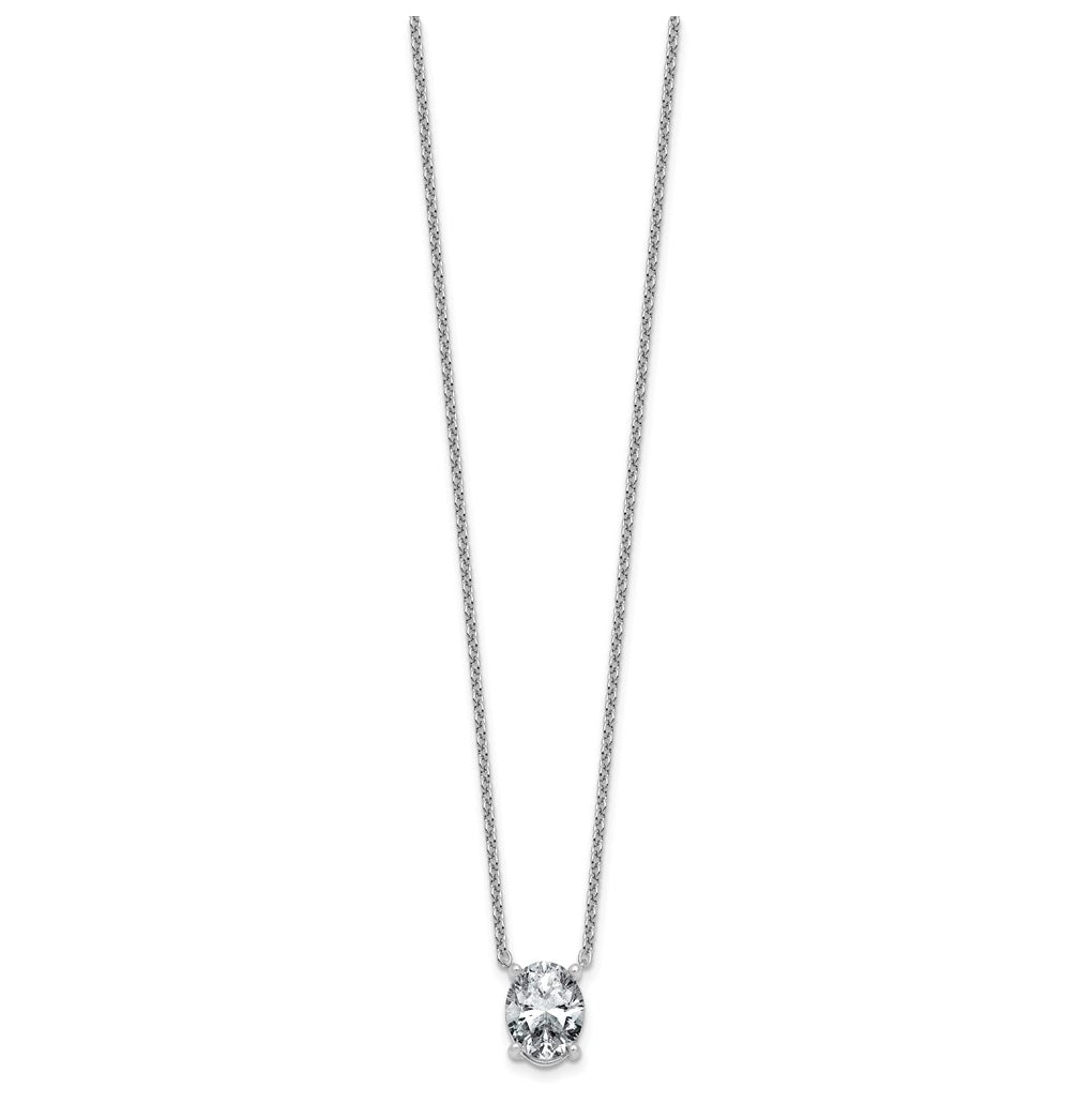 14K Yellow Or White Gold Lab Grown Diamond VS+ F+ Oval Complete 18 inch Four Prong Pendant Necklace