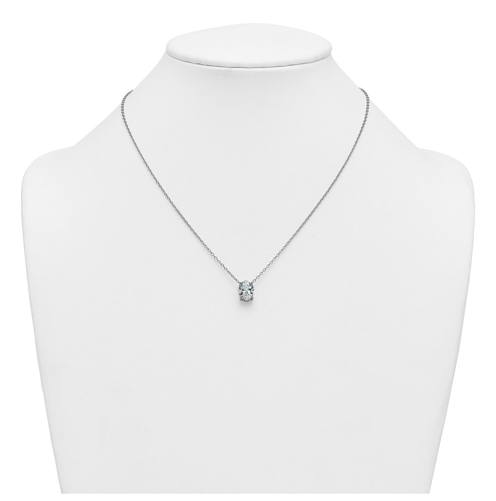14K Yellow Or White Gold Certified Lab Grown Diamond VS+ F+ Oval Complete Four Prong 18 inch Pendant Necklace