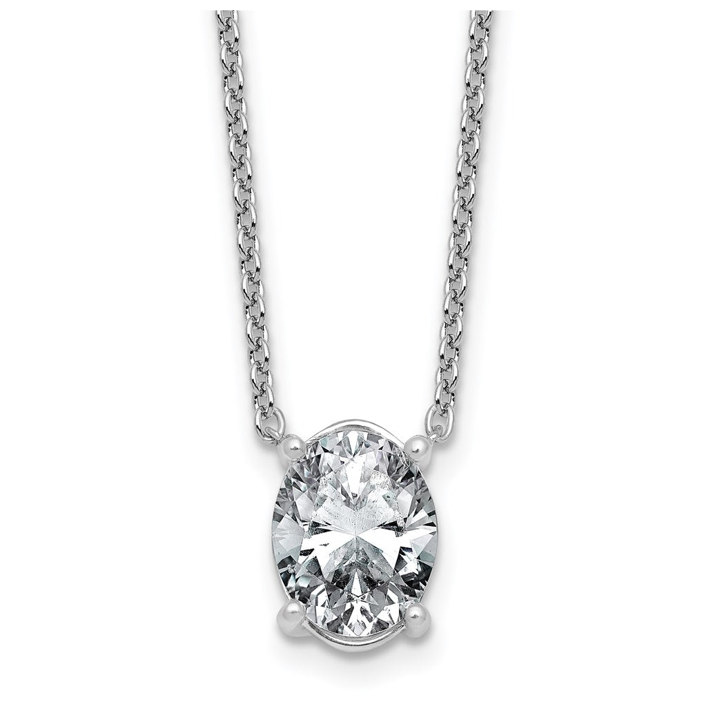 14K Yellow Or White Gold Certified Lab Grown Diamond VS+ F+ Oval Complete Four Prong 18 inch Pendant Necklace