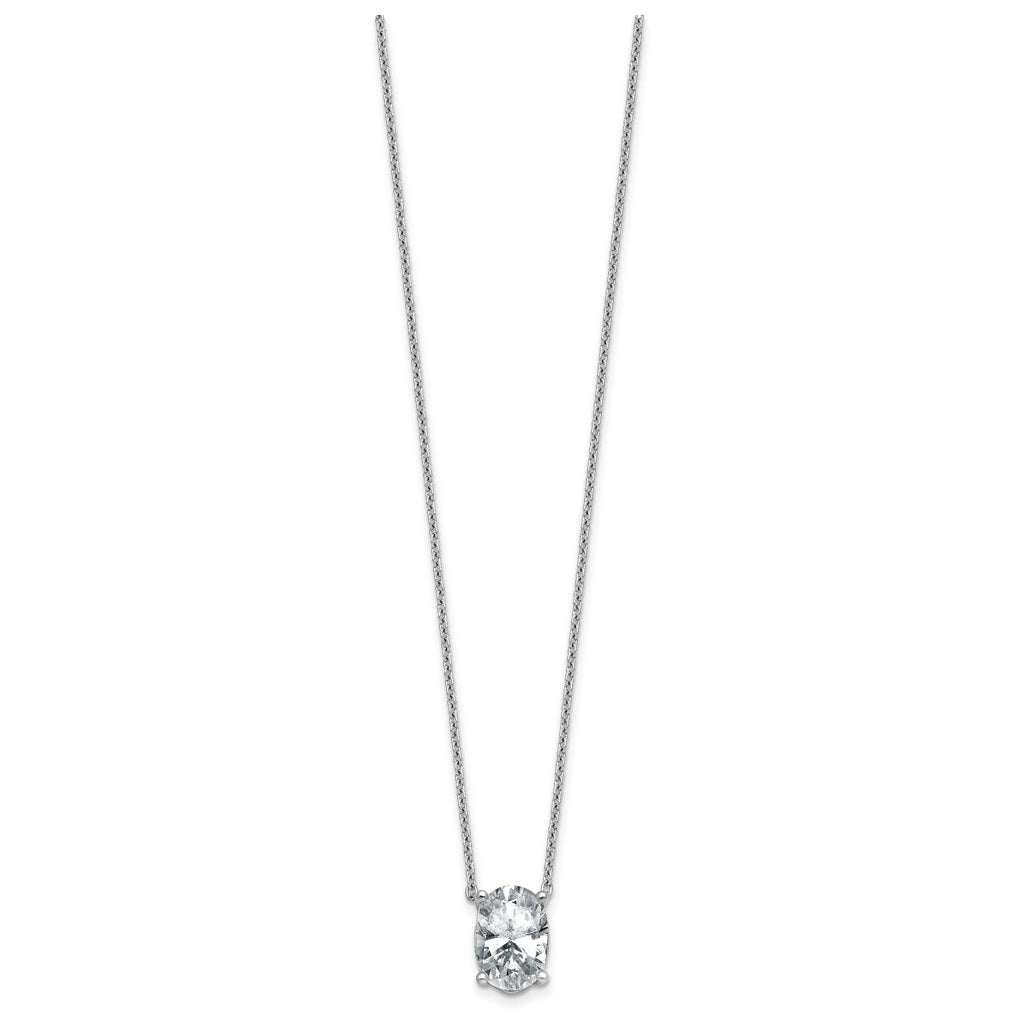 14K Yellow Or White Gold Certified Lab Grown Diamond VS+ F+ Oval Complete Four Prong 18 inch Pendant Necklace