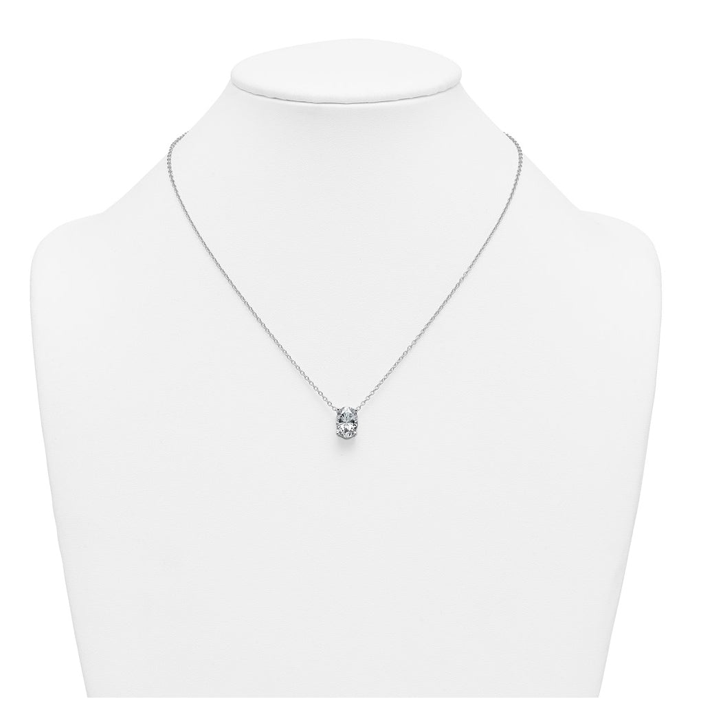 14K Yellow Or White Gold Lab Grown Diamond VS+ F+ Oval Complete 18 inch Four Prong Pendant Necklace