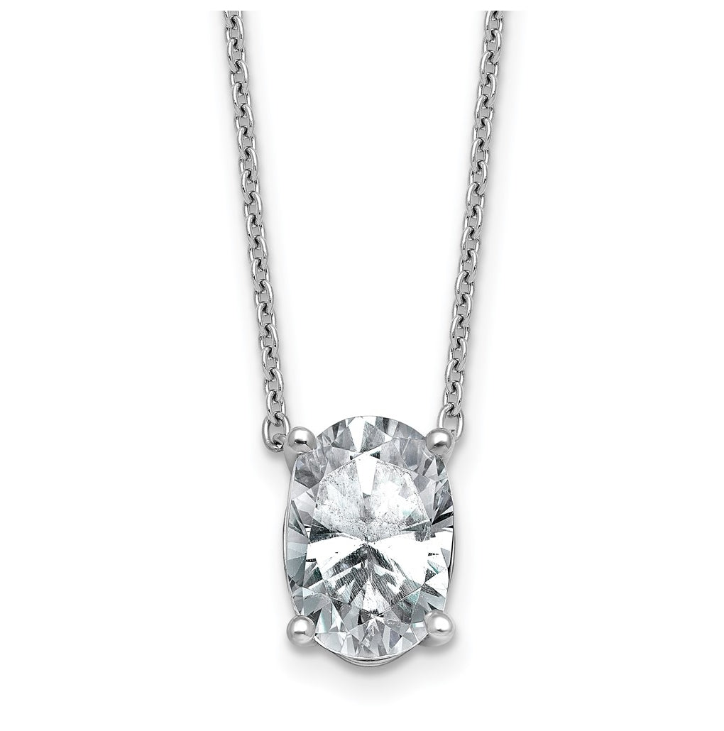14K Yellow Or White Gold Certified Lab Grown Diamond VS+ F+ Oval Complete Four Prong 18 inch Pendant Necklace