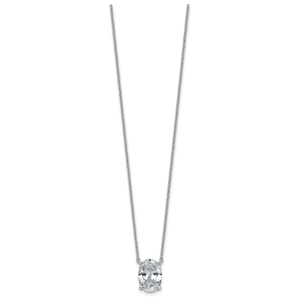 14K Yellow Or White Gold Certified Lab Grown Diamond VS+ F+ Oval Complete Four Prong 18 inch Pendant Necklace
