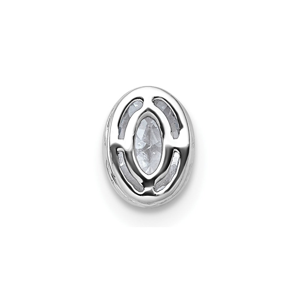 14K Yellow Or White Gold Lab Grown Diamond VS+ F+ Oval Complete Bezel Set Chain Slide Pendant