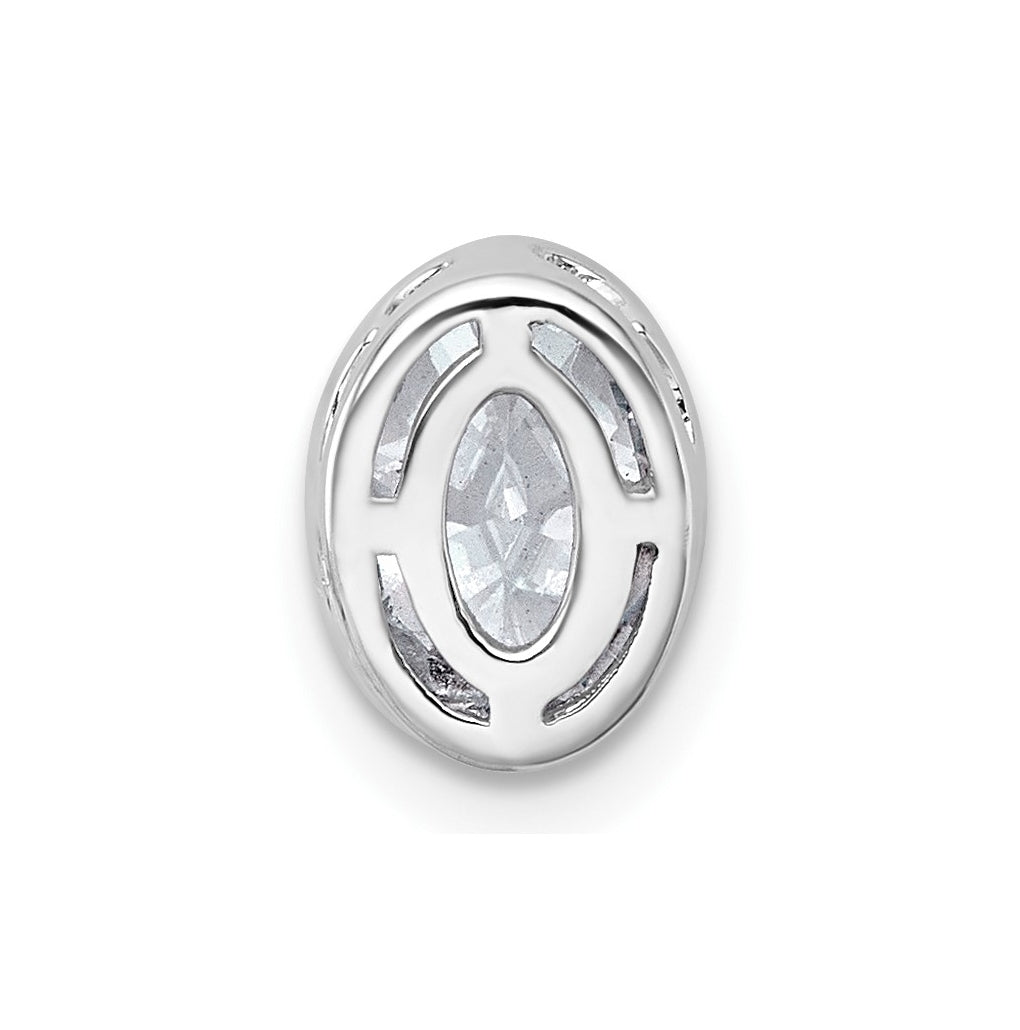 14K Yellow Or White Gold Certified Lab Grown Diamond VS+ F+ Oval Complete Bezel Set Chain Slide Pendant