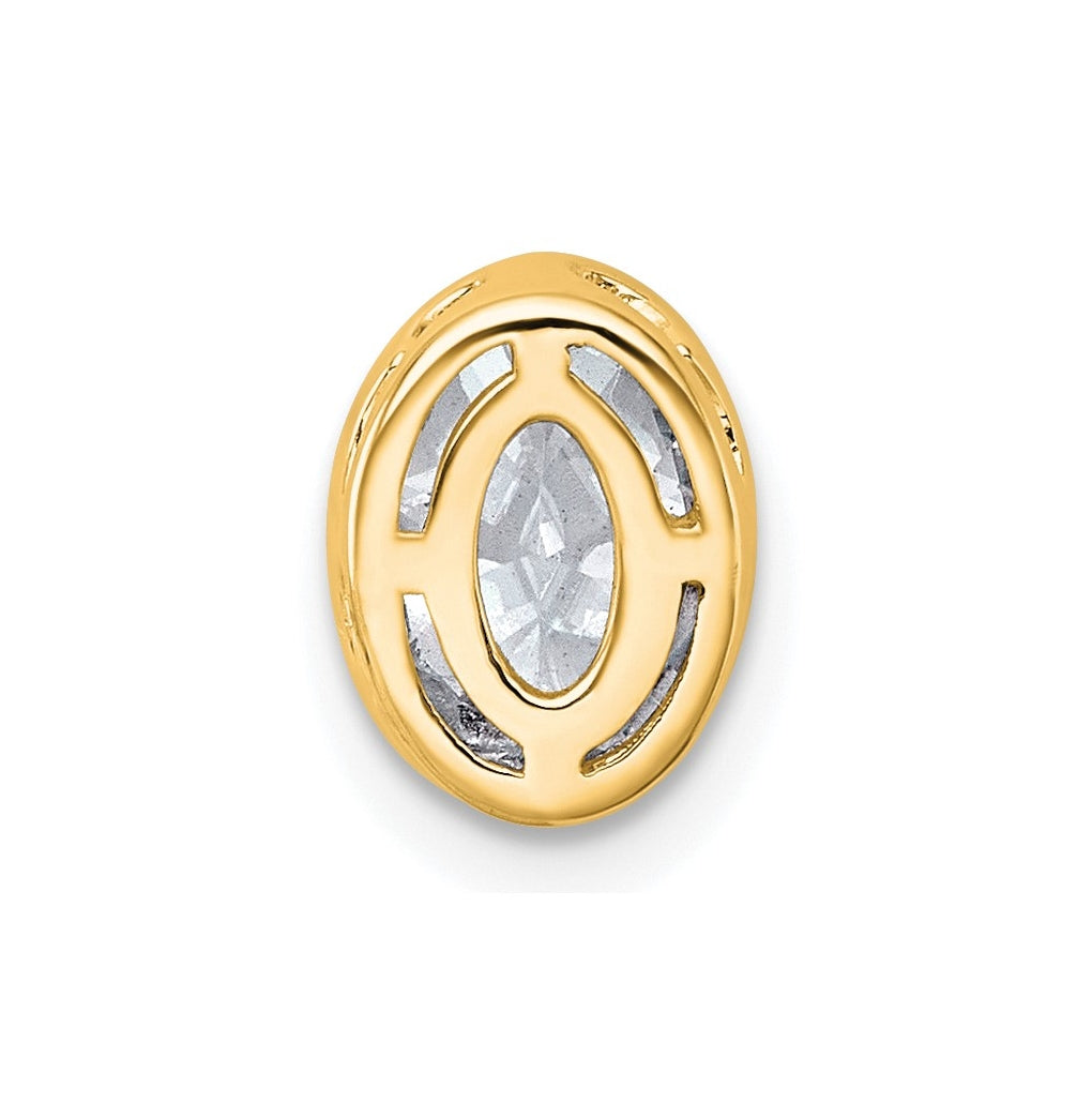 14K Yellow Or White Gold Certified Lab Grown Diamond VS+ F+ Oval Complete Bezel Set Chain Slide Pendant