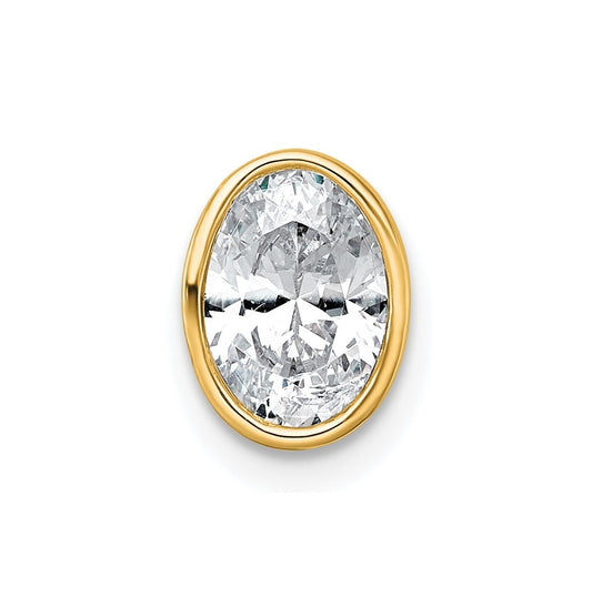 14K Yellow Or White Gold Certified Lab Grown Diamond VS+ F+ Oval Complete Bezel Set Chain Slide Pendant