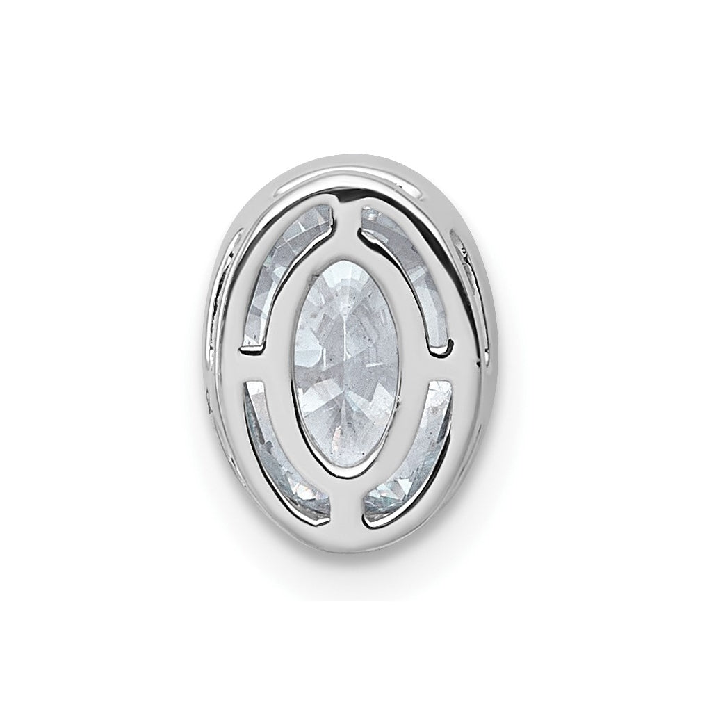 14K Yellow Or White Gold Certified Lab Grown Diamond VS+ F+ Oval Complete Bezel Set Chain Slide Pendant