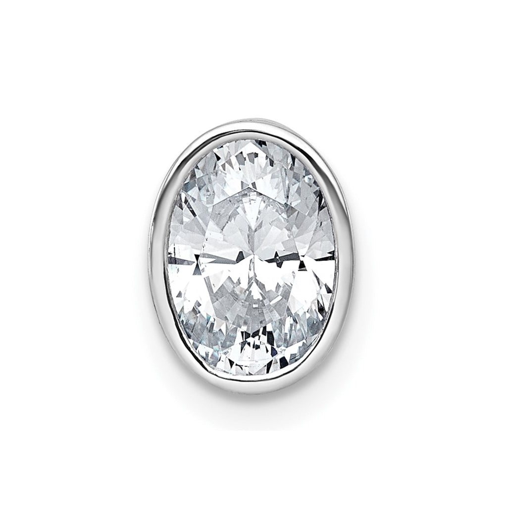 14K Yellow Or White Gold Certified Lab Grown Diamond VS+ F+ Oval Complete Bezel Set Chain Slide Pendant