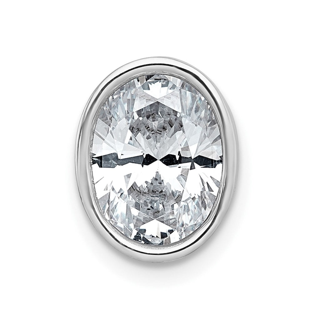 14K Yellow Or White Gold Certified Lab Grown Diamond VS+ F+ Oval Complete Bezel Set Chain Slide Pendant
