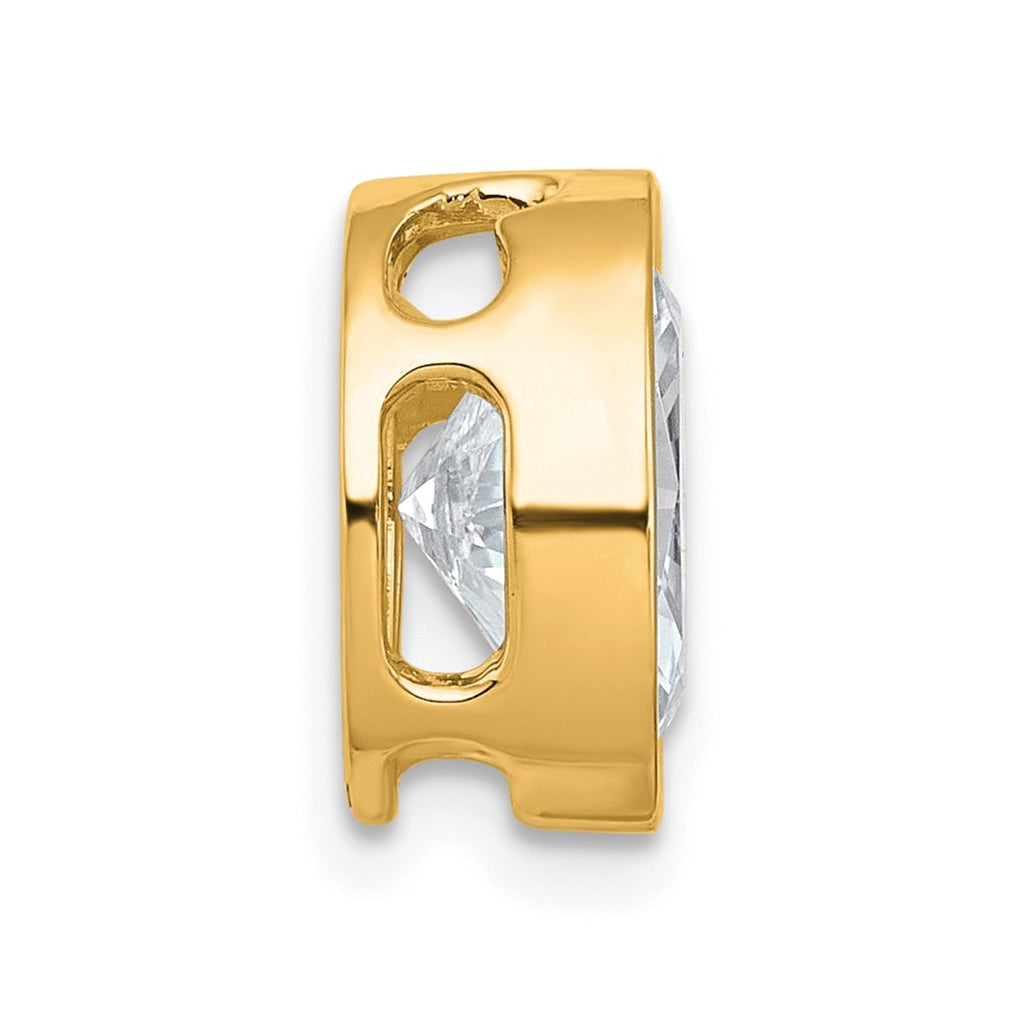 14K Yellow Or White Gold Lab Grown Diamond VS+ F+ Oval Complete Bezel Set Chain Slide Pendant