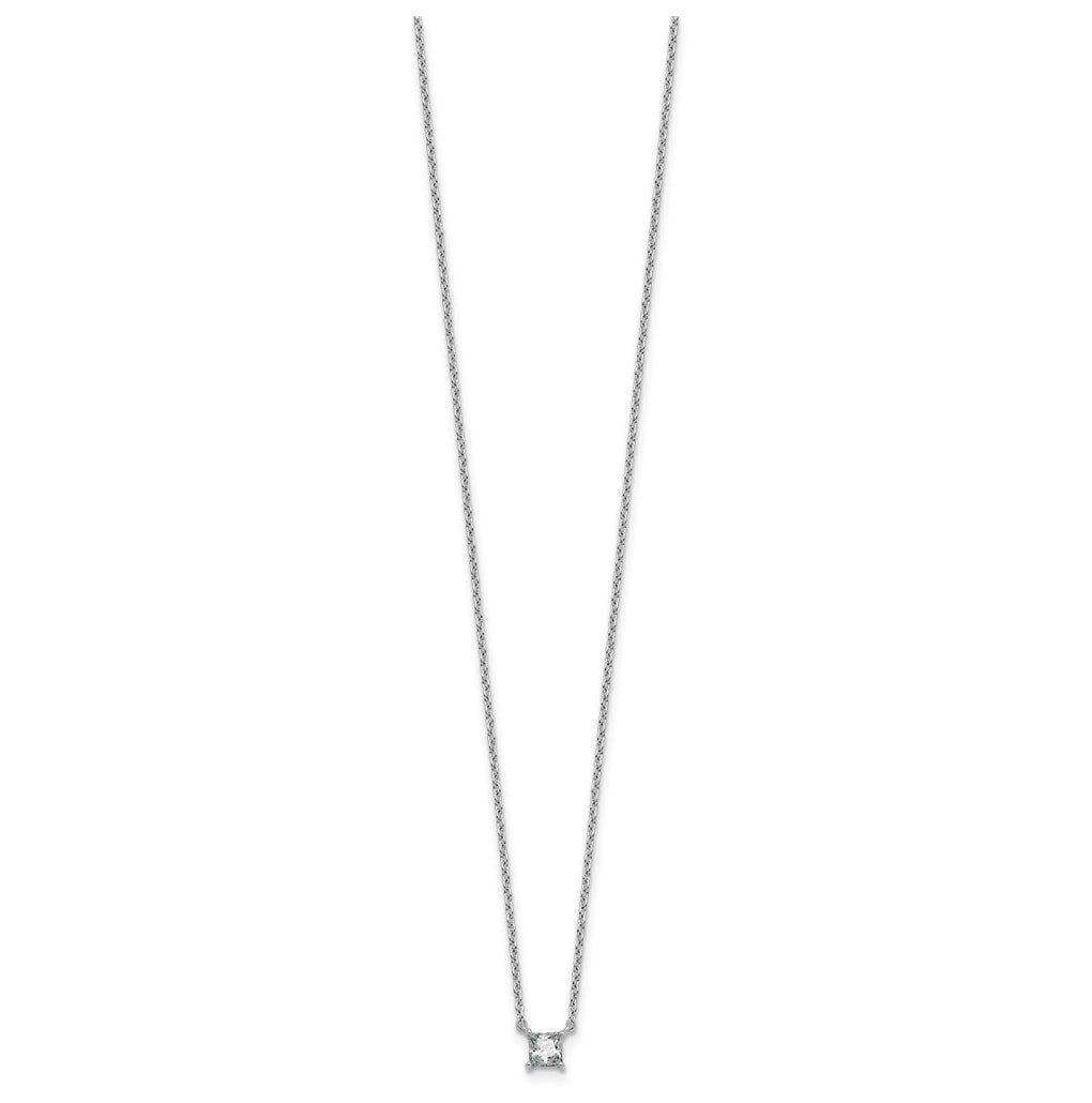 14K Yellow Or White Gold Lab Grown Diamond VS+ F+ Princess Complete 18 inch Four Prong Pendant Necklace