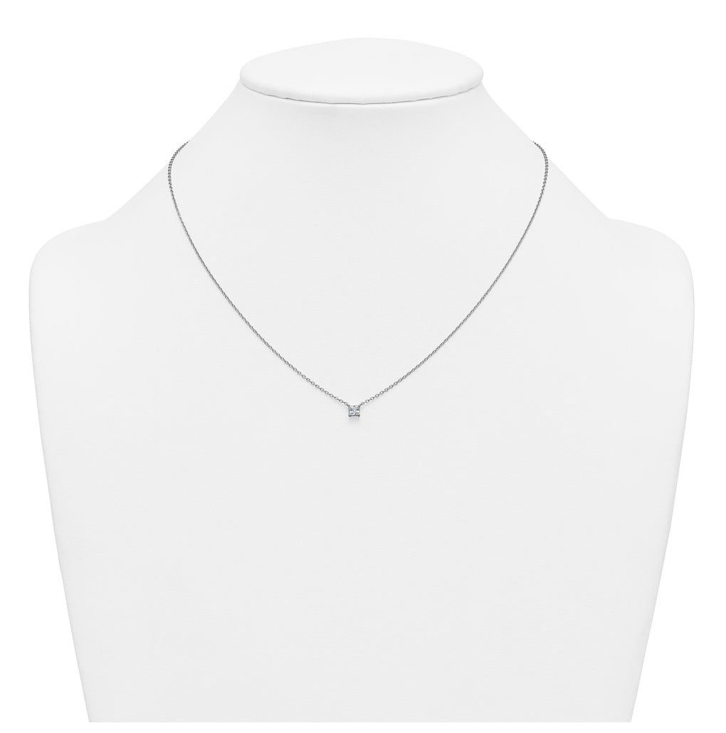 14K Yellow Or White Gold Lab Grown Diamond VS+ F+ Princess Complete 18 inch Four Prong Pendant Necklace