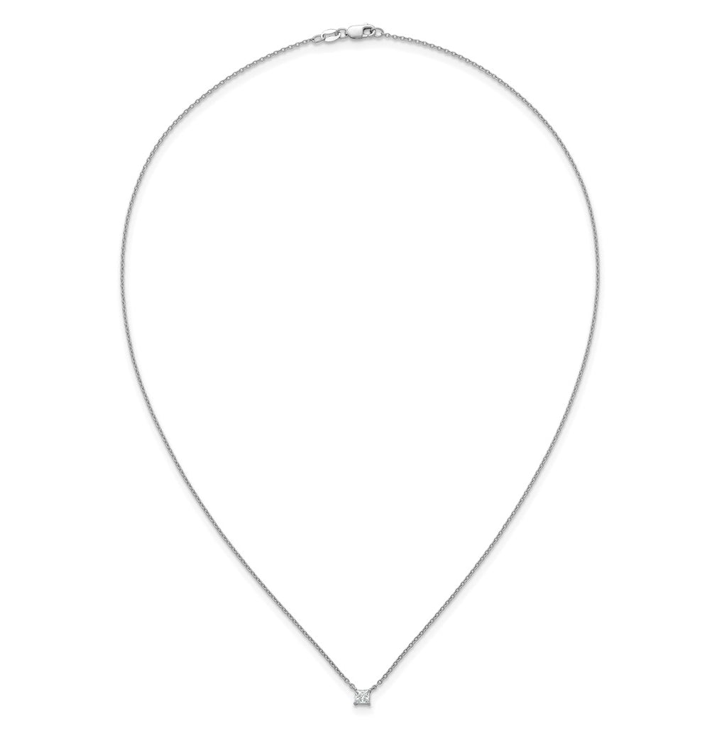 14K Yellow Or White Gold Lab Grown Diamond VS+ F+ Princess Complete 18 inch Four Prong Pendant Necklace