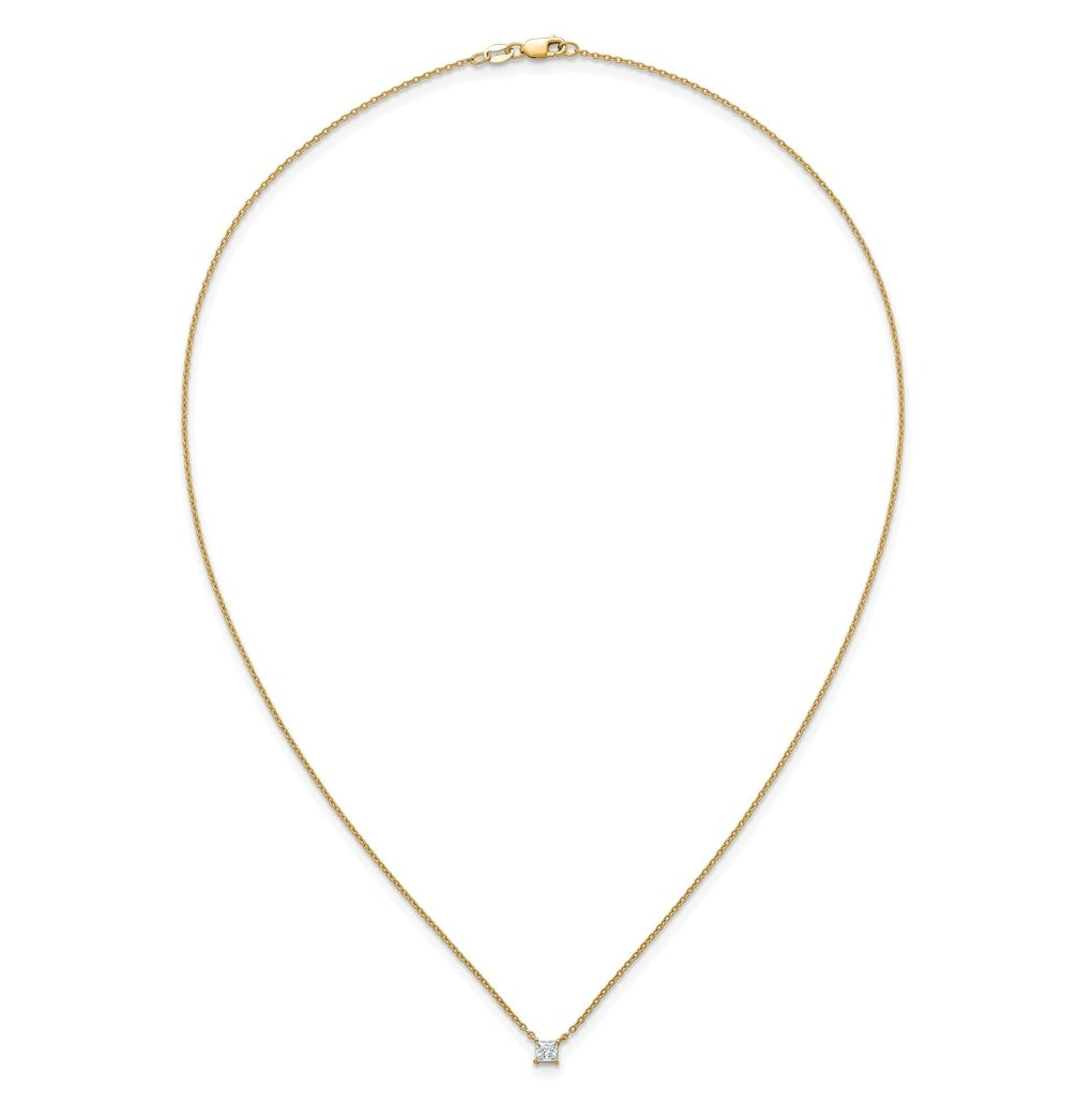 14K Yellow Or White Gold Lab Grown Diamond VS+ F+ Princess Complete 18 inch Four Prong Pendant Necklace