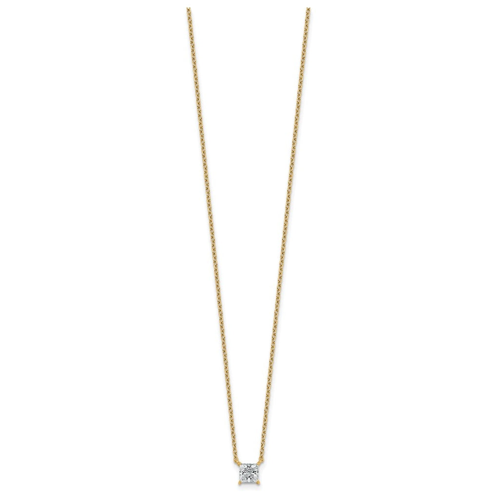 14K Yellow Or White Gold Lab Grown Diamond VS+ F+ Princess Complete 18 inch Four Prong Pendant Necklace