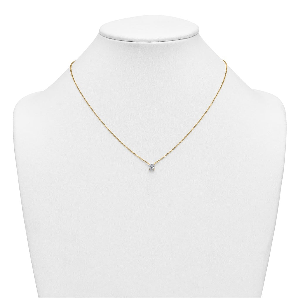 14K Yellow Or White Gold Lab Grown Diamond VS+ F+ Princess Complete 18 inch Four Prong Pendant Necklace