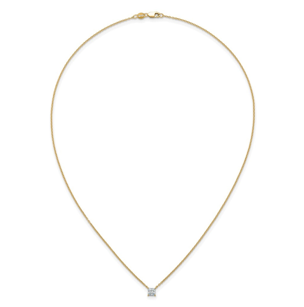 14K Yellow Or White Gold Lab Grown Diamond VS+ F+ Princess Complete 18 inch Four Prong Pendant Necklace