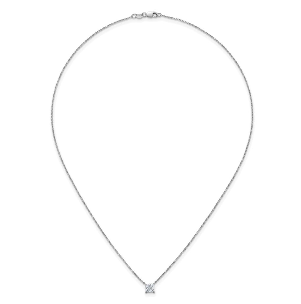 14K Yellow Or White Gold Lab Grown Diamond VS+ F+ Princess Complete 18 inch Four Prong Pendant Necklace