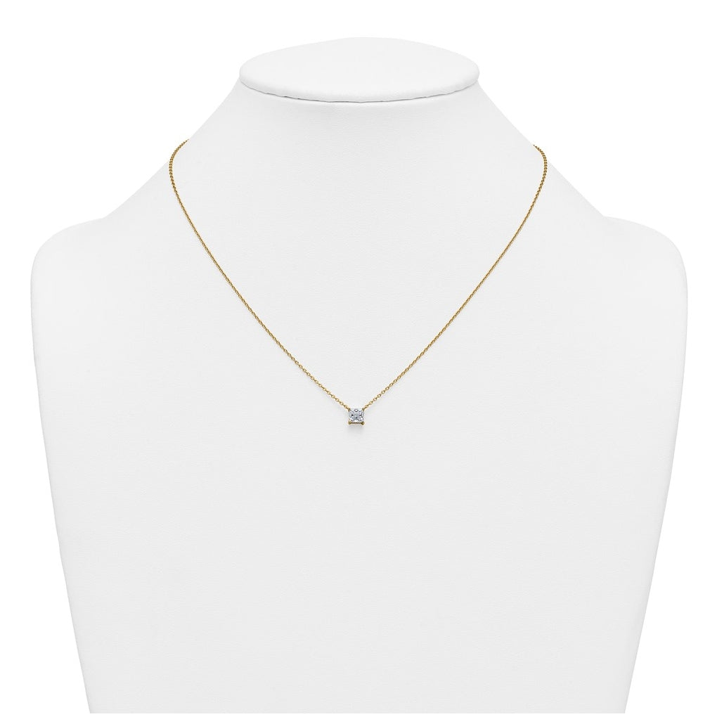 14K Yellow Or White Gold Lab Grown Diamond VS+ F+ Princess Complete 18 inch Four Prong Pendant Necklace