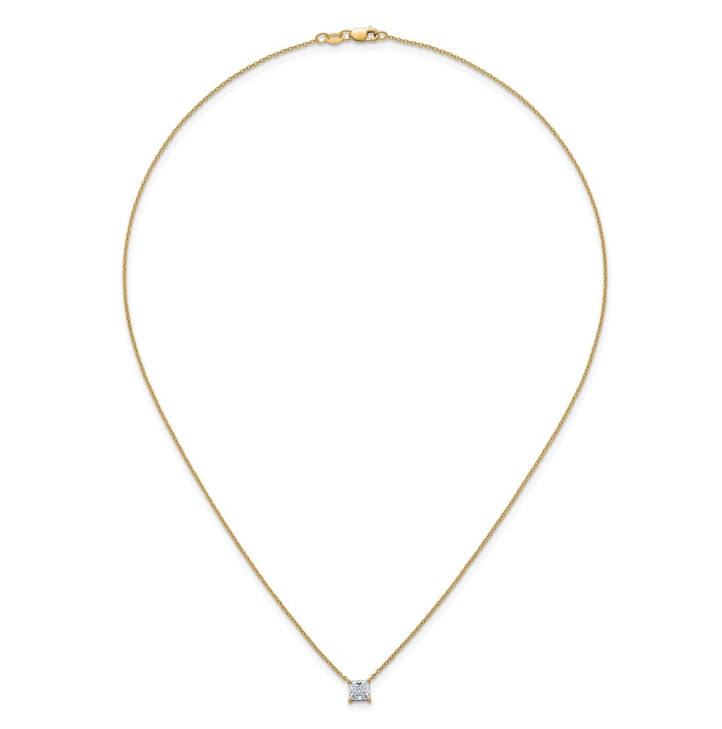 14K Yellow Or White Gold Lab Grown Diamond VS+ F+ Princess Complete 18 inch Four Prong Pendant Necklace