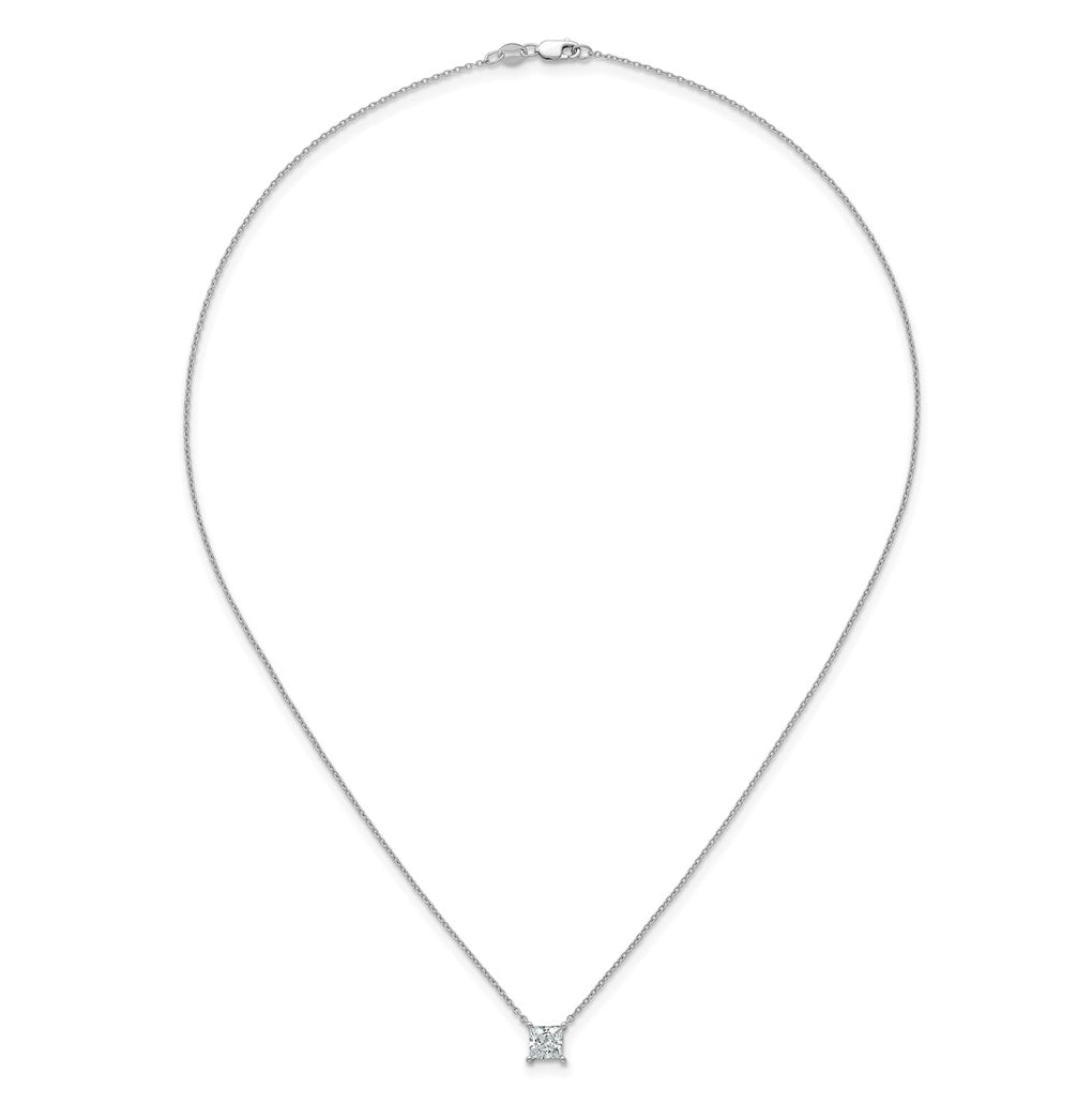 14K Yellow Or White Gold Certified Lab Grown Diamond VS+ F+ Princess Complete Four Prong 18 inch Pendant Necklace