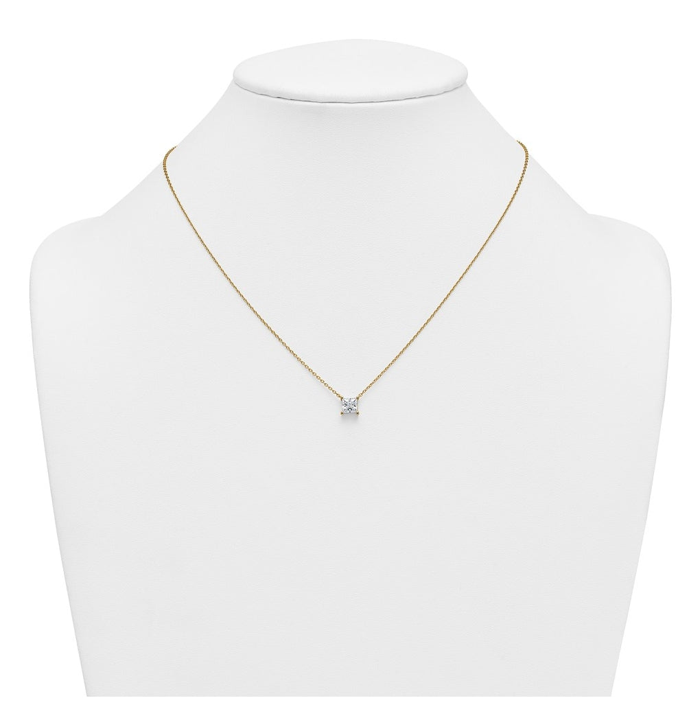 14K Yellow Or White Gold Lab Grown Diamond VS+ F+ Princess Complete 18 inch Four Prong Pendant Necklace