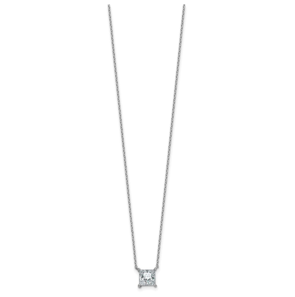 14K Yellow Or White Gold Certified Lab Grown Diamond VS+ F+ Princess Complete Four Prong 18 inch Pendant Necklace