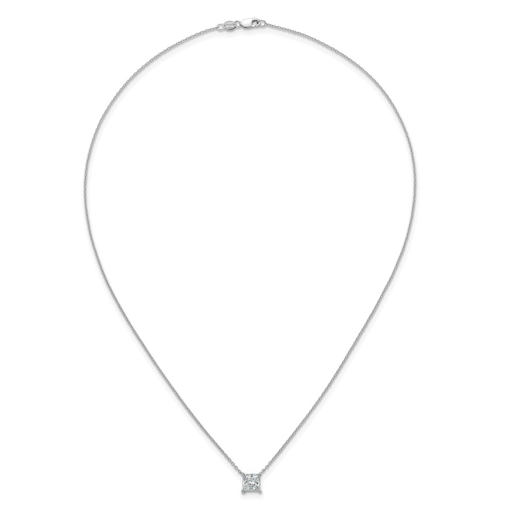 14K Yellow Or White Gold Certified Lab Grown Diamond VS+ F+ Princess Complete Four Prong 18 inch Pendant Necklace