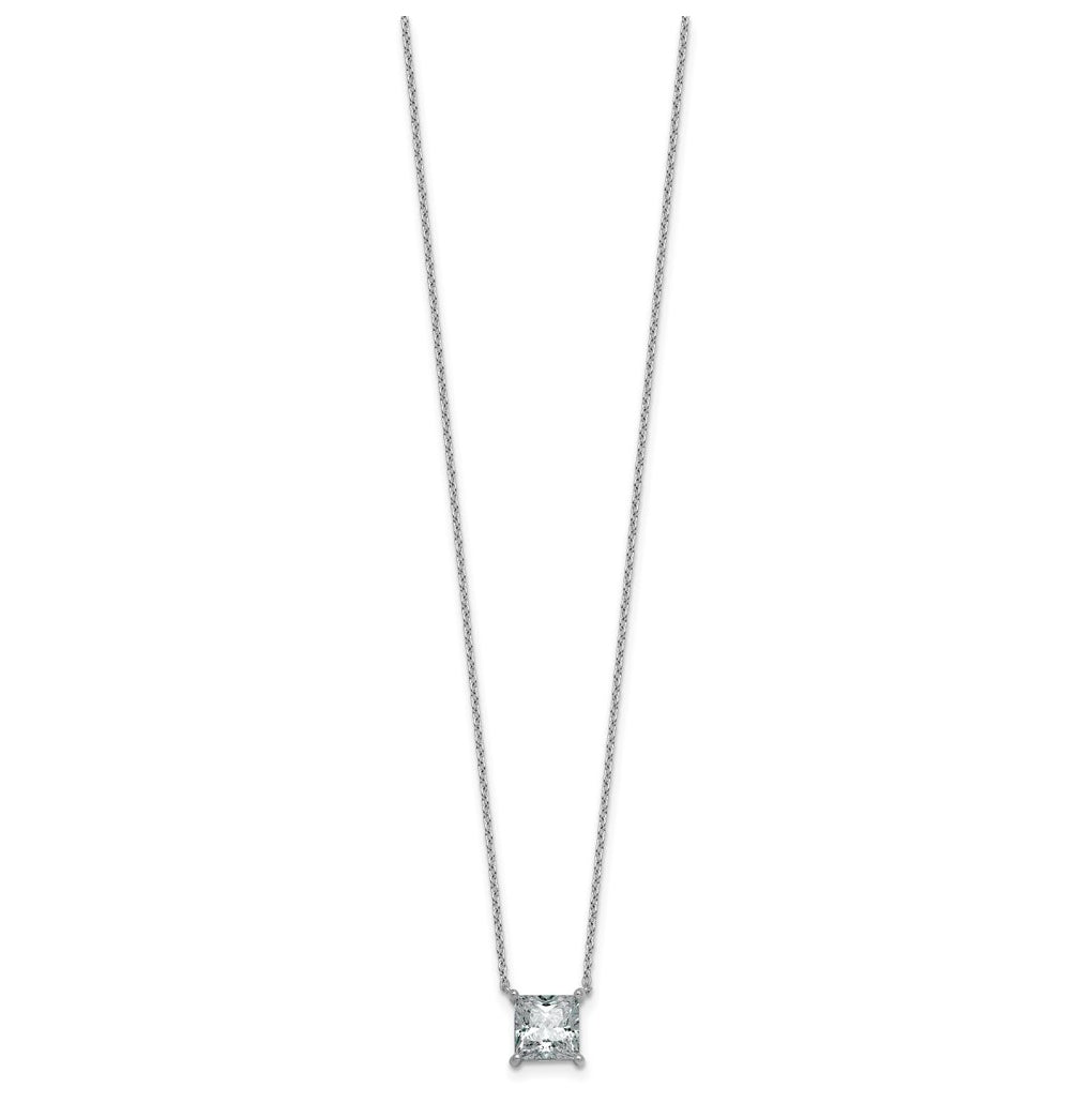 14K Yellow Or White Gold Certified Lab Grown Diamond VS+ F+ Princess Complete Four Prong 18 inch Pendant Necklace