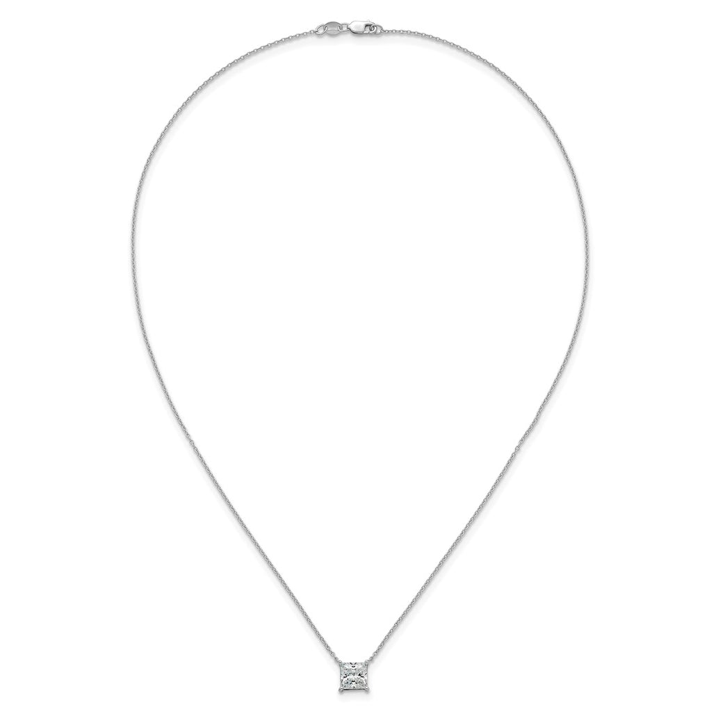 14K Yellow Or White Gold Certified Lab Grown Diamond VS+ F+ Princess Complete Four Prong 18 inch Pendant Necklace