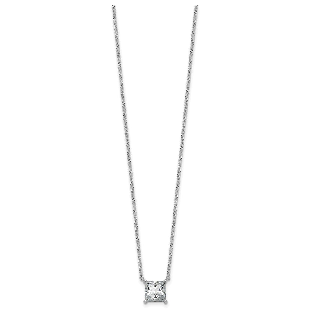 14K Yellow Or White Gold Lab Grown Diamond VS+ F+ Princess Complete 18 inch Four Prong Pendant Necklace