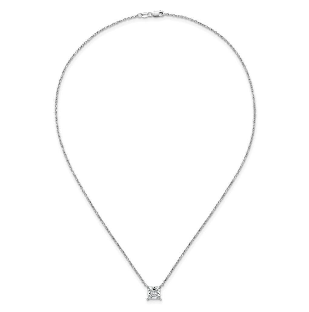 14K Yellow Or White Gold Certified Lab Grown Diamond VS+ F+ Princess Complete Four Prong 18 inch Pendant Necklace