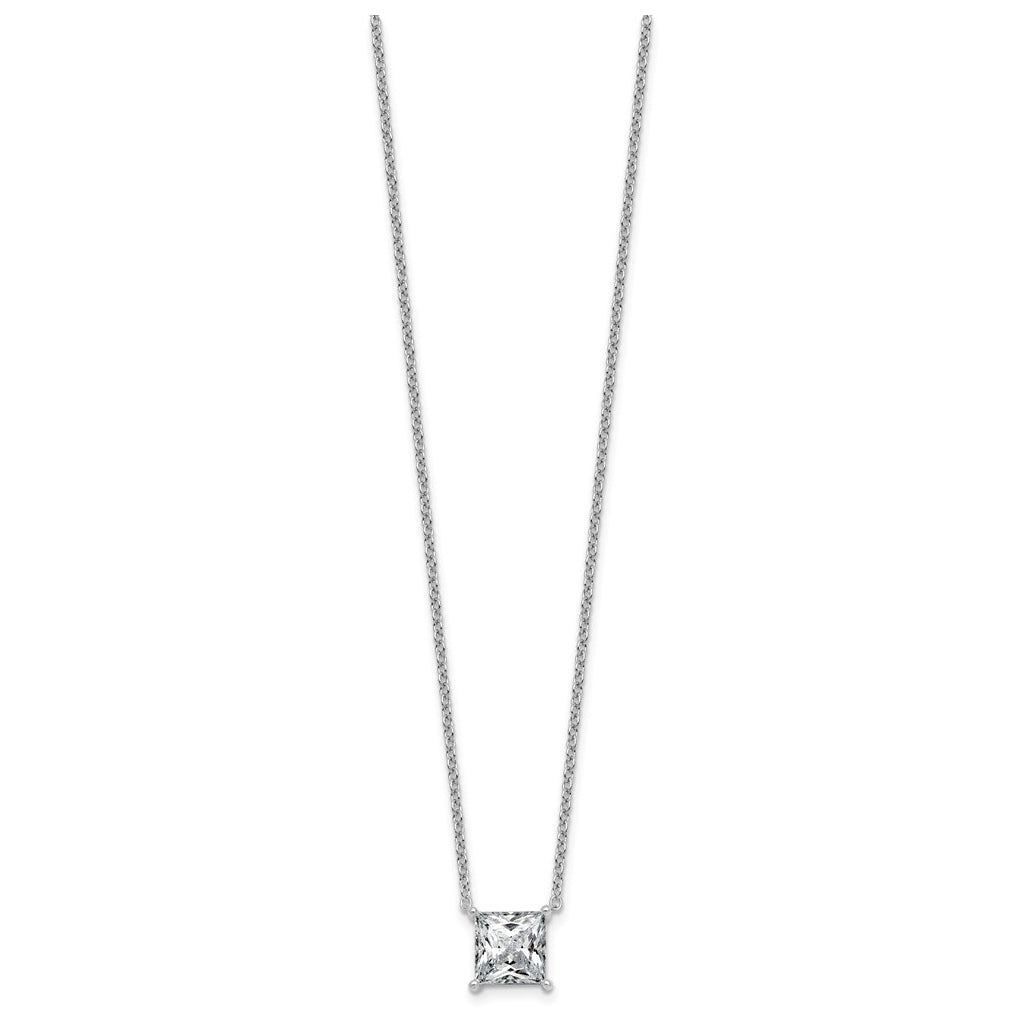 14K Yellow Or White Gold Certified Lab Grown Diamond VS+ F+ Princess Complete Four Prong 18 inch Pendant Necklace