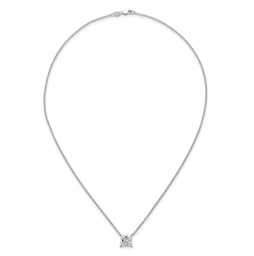 14K Yellow Or White Gold Lab Grown Diamond VS+ F+ Princess Complete 18 inch Four Prong Pendant Necklace