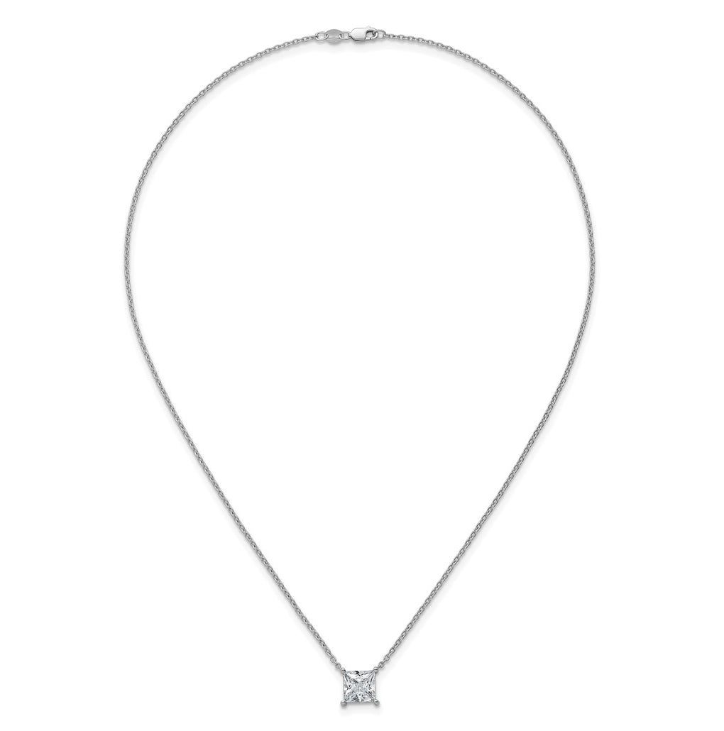14K Yellow Or White Gold Certified Lab Grown Diamond VS+ F+ Princess Complete Four Prong 18 inch Pendant Necklace