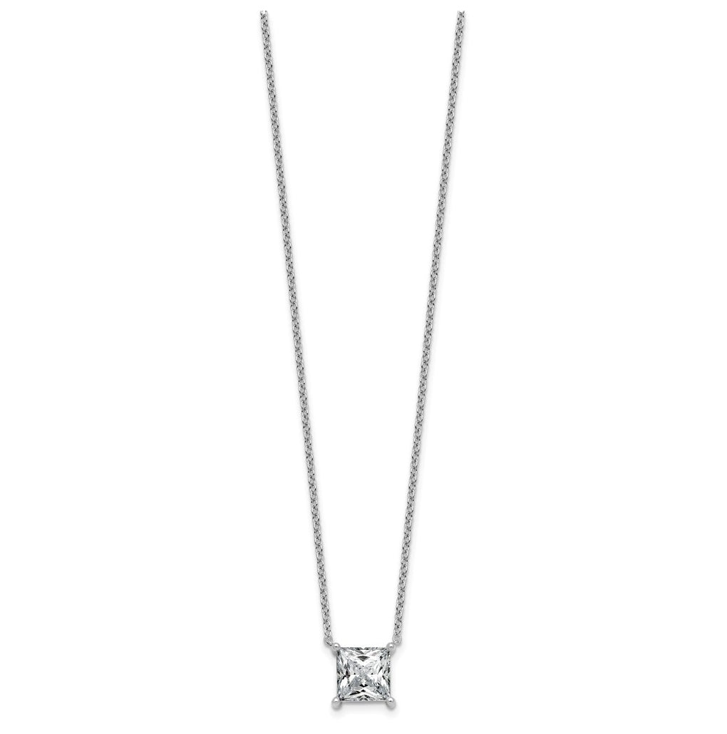 14K Yellow Or White Gold Certified Lab Grown Diamond VS+ F+ Princess Complete Four Prong 18 inch Pendant Necklace